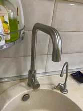 Leeme-grifo de acero inoxidable con un solo Mango para la cocina, rociador de un solo orificio, cepillado, L74998A-4 3