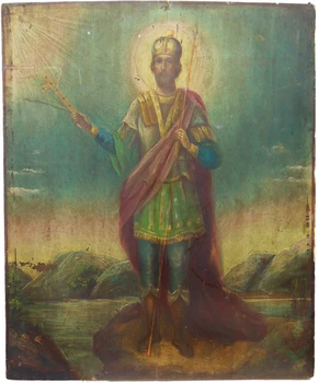 

John is a warrior. Tree, levcas, temper. The size is 39x45 cm. Russian Empire, Central Russia, Mast