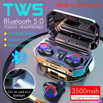 

3500mAh Bluetooth Earphones M12 Wireless Touch Control LED With Microphone Sport Waterproof Headsets Earbuds Earphone Invisible