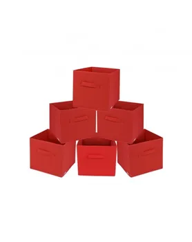 

Rebecca Mobili Set of 6 Foldable Boxes Organiser Red Fabric 28x26,5x26,5