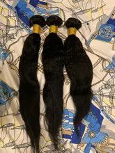 Rizado rizado mechones 100% mechones de cabello humano postizo mechones no Remy Yaki grueso de la armadura del pelo recto 3/4 Pc/lote manojos de pelo barato mechones