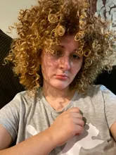 NNZES-peluca Afro rizada para mujeres negras, pelo largo sintético con flequillo, color negro y gris, 14 pulgadas