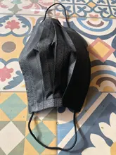 Mascarilla desechable de 3 capas, máscara facial de tela no tejida, antipolvo, con elásticos para las orejas, color negro, 10/50/100 Uds.