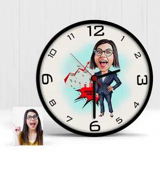 

Personalized Women 'S Banker Cartoon Wooden Wall Clock-4