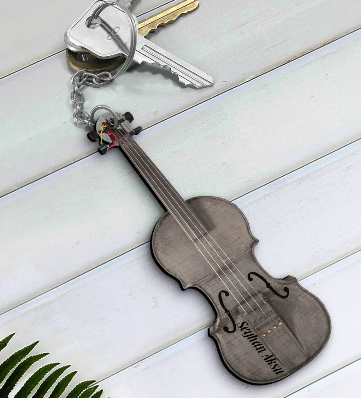 Personalized Is Violin Musical Instrument Wooden Anahtarlık-3 | Украшения и аксессуары