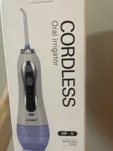 AZDENT HF-5 irrigador Oral de agua portátil hilo Dental recargable USB agua irrigador Dental con chorro diente elegir 5 De punta 300ml 3 modelos