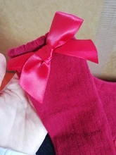 Calcetines de algodón suave para niños pequeños, pajarita grande chicas hasta la rodilla, largo, encaje, ropa de bebé, venta al por mayor