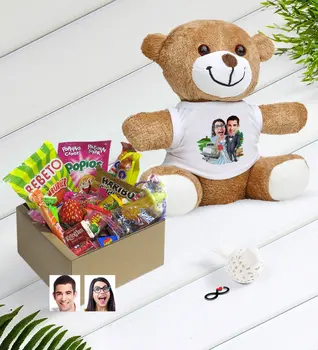 

Personalized Marriage Caricature Of Nostalgic Lezzetler Plush Teddy Bear Gift Seti-1