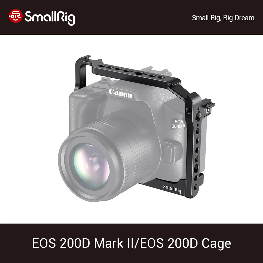 Клетка SmallRig для камеры Canon EOS 200D Mark II/200D/EOS Rebel SL3/EOS SL2/EOS 250D/EOS Kiss X10/EOS X9 Dslr Cage2442 |