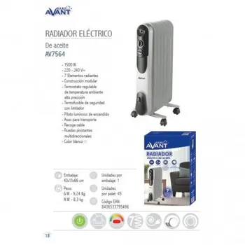 

OIL RADIATOR 7 ELEMENTS 1.500W WHITE COLOR AVANT
