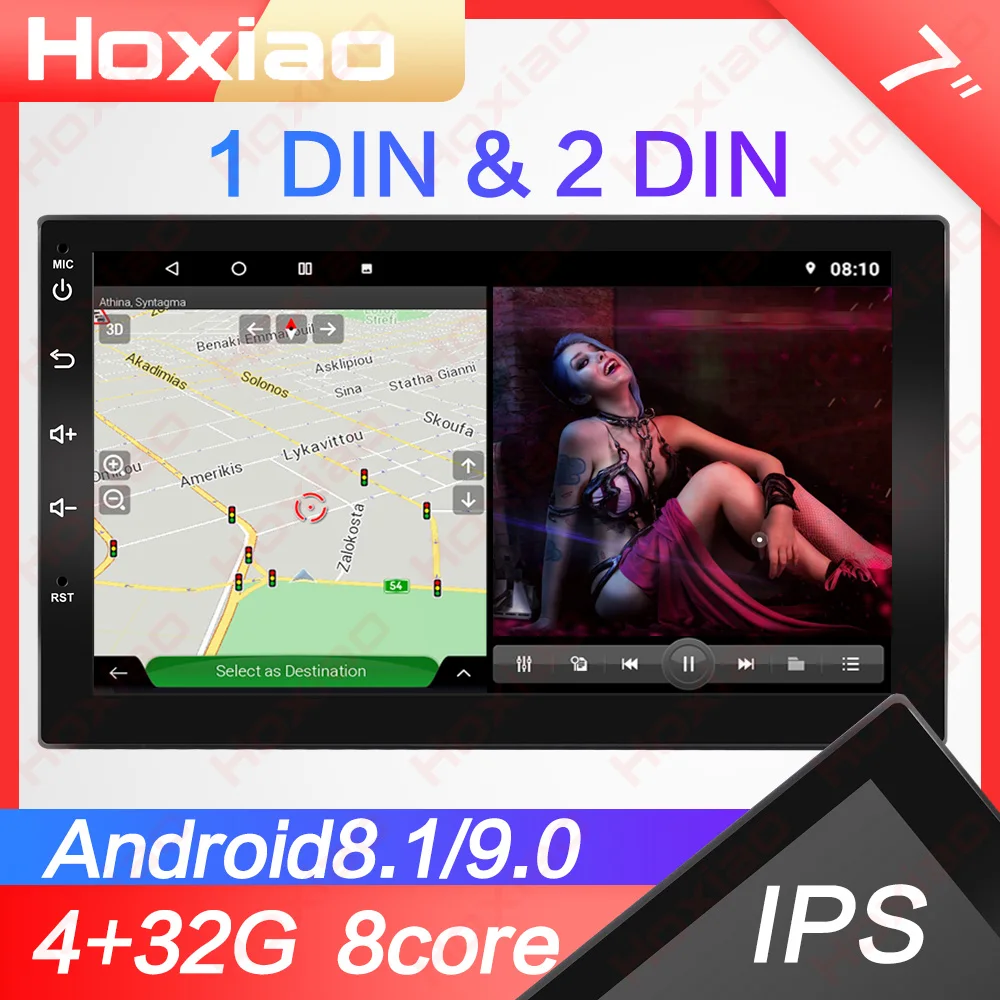 

Android 8.1 or 9.0 2 din Car Radio Player 1 DIN embedded with Touch Screen FM RDS DAB BT GPS 7 "HD Car Audio 2DIN navigation