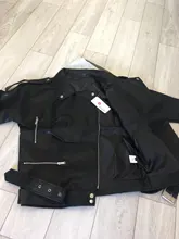 Jacket Coat Fitaylor Faux-Leather Loose Outwear Casual PU Sashes Black Tops Bf-Style