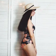 Riseado-bañador Vintage de una pieza para mujer, ropa de baño de malla, traje de baño negro con correa, ropa de playa, trajes de baño XXL 2021