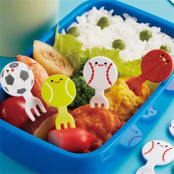 

4pcs/set Mini Sport Ball Fork Fruit Picks Cute Cartoon Football Basketball Children Fork Bento Lunch Box Decor Accessories
