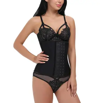 

Black Steel Bones Women Corset Tummy Control Waist Slimming Corselet Latex Waist Cincher Bustier Female Underbust Shapewear