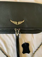 Alas decoradas bolso de un solo hombro de mujer casual moda desenfadada dos cadenas Bolsa Bandolera bolsos de cuero