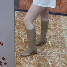 Thick Heels High-Boots FEDONAS Long-Shoes Back-Zipper Round-Toe Winter Woman Fashion