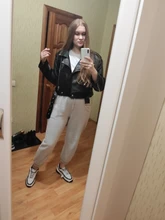 Jacket Short Winter Coat Faux-Leather Mozuleva Black Women Retro PU Turn-Down-Neck Loose