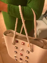 Bolso de mano de cuerda de cáñamo corto y blanco suave para mujer, bolsa de mano femenina, estilo clásico, urbano, elegante, EVA, 1 par
