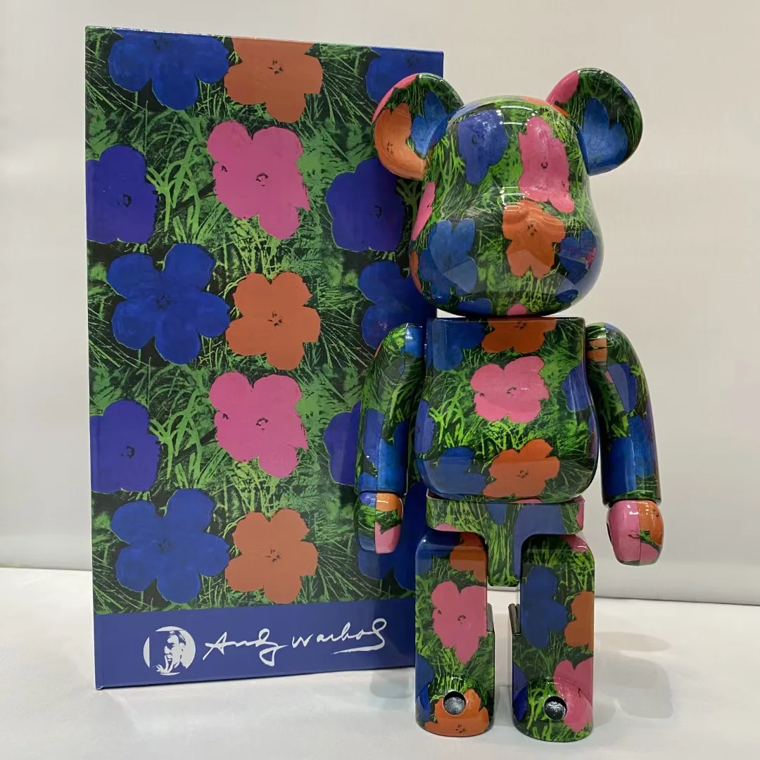 Bearbrick 400% Van Gogh Self Portrait Sunflower Cherry Flower Series Building Block Bear Trend ABS Mechanical Gear Click Doll images - 6