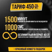Безлимитный интернет Билайн за 450 руб в мес. по всей РФ во всех устройствах в 2G\3G\4G LTE с бесплатной раздачей, минутами, SMS