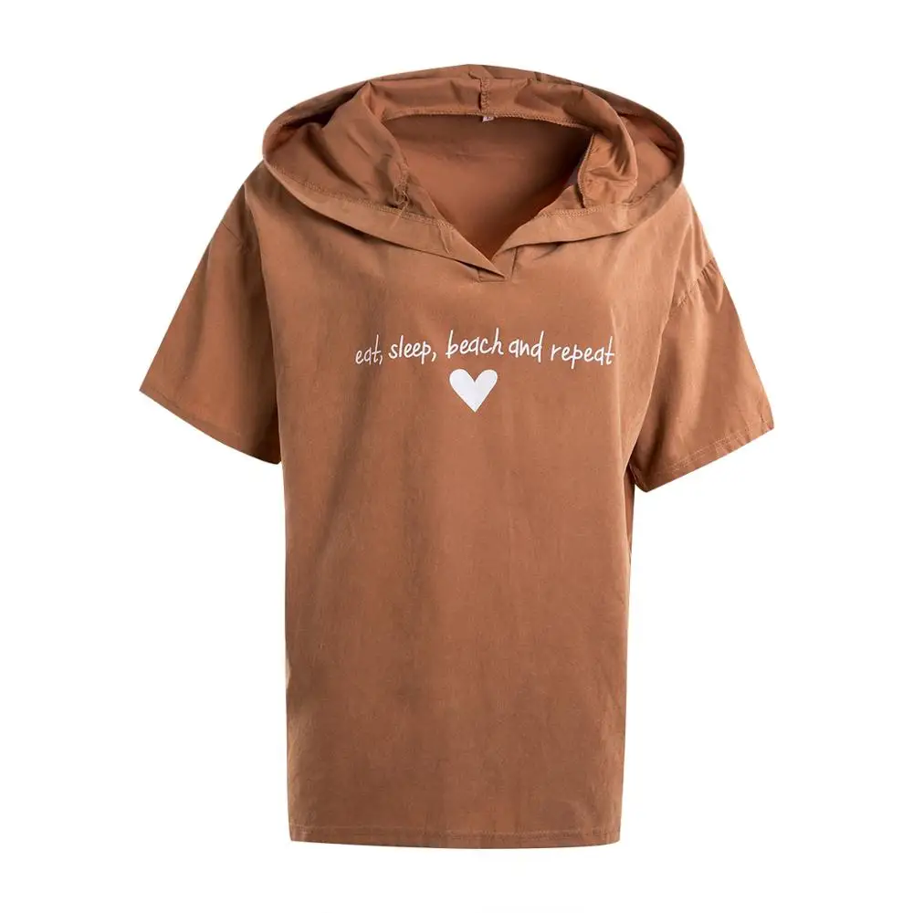3 Blusas mujer de moda летние женские Топы с капюшоном женская футболка с коротким рукавом размера плюс vestidos de verano - Цвет: 3