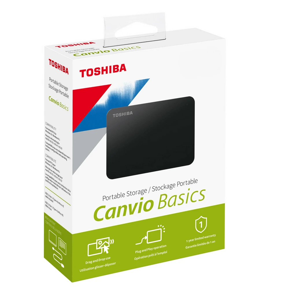 Toshiba Basics Disco Duro Externo 1TB USB 3.0, Compatible con 2.0, Color Negro, (Windows 7/8.1/10/11), Mac OS,|Discos - AliExpress