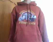 Apoya a tu Local de la calle estampado de gatos mujeres Sudadera con capucha de dibujos animados cuello redondo ropa suelta sudadera de la calle Sudadera con capucha de Hip Hop para mujer