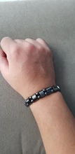 Pulsera magnética elástica de cuentas sencillas, brazalete de cuentas negras, joyería de salud