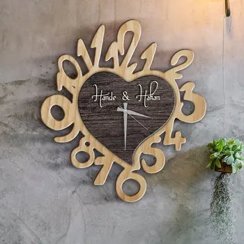 

Personalized Heart Design Wooden Wall Clock-13