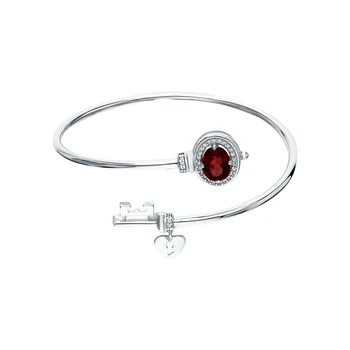 

Silver Bracelet with cubic zirconia and Garnet sunlight sample 925 test