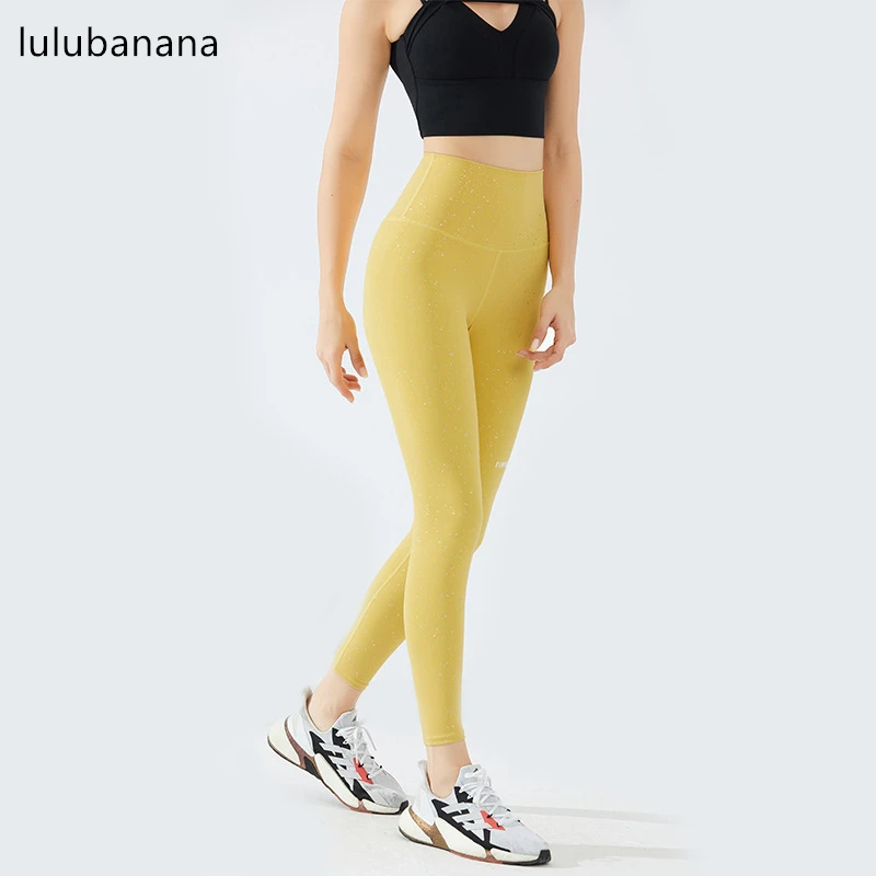 Women's Sequins Ultra Soft High Waisted Seamless Leggings Letter Tummy Control Yoga Pants