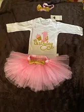 Bebé niña un año vestido lindo 1, primer cumpleaños traje chica vestido de Bebé Ropa de verano de encaje de niña de fiesta con conjuntos de tutú 3 uds ropa