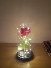 Led-Light Glass-Cover Gift Rose Beauty-The-Beast Christmas Home-Decor Valentines-Day