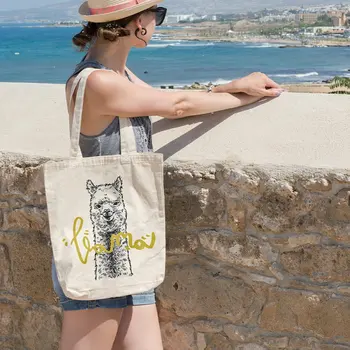 

Angemiel Bag Lama Written Lama Shopping Beach Tote Bag