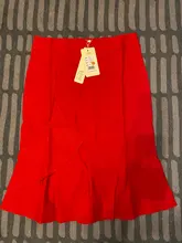 Red Skirts Ruffles Sexy Black Office Lady Plus-Size Womens High-Waist Casual Pencil Jupe