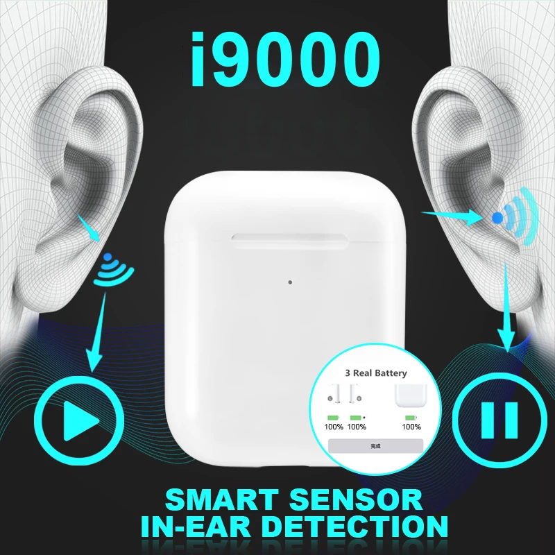 

i9000 TWS Original 1:1 Aire 2 Smart Sensor Wireless Charging Sport Wireless Earphones Headphone Earbuds PK i12 i30 i100 i200 tws
