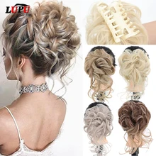 

LUPU Synthetic Chignon Messy Curly Claw Hair Bun Scrunchy Fake False Hair Band Tail for Women Hairpieces Blonde Black Brown