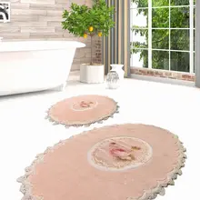 Коврики для ванной нескользящие Противоскользящие коврики Нескользящие противоскользящие французские овальные жемчужные коврики для ванной порошок ковра 2'Li набор 60X100 Cm-50X60 см