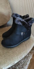 Botas de nieve cálidas con plataforma y hebilla para mujer, botines a la moda, cómodos, informales, de talla grande st480