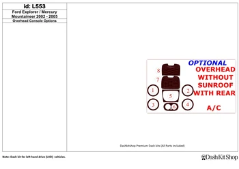 

Interior trim for Ford Explorer 2002-2005. Set L553.