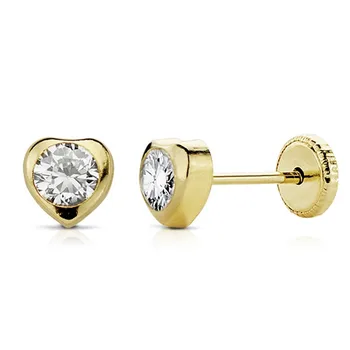 

Earrings heart 18k gold 5mm. Girl cubic zirconia nut [AB8900]