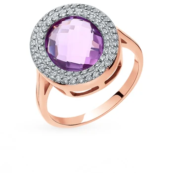 

Gold ring with amethyst and cubic zirconia sunlight sample 585 test