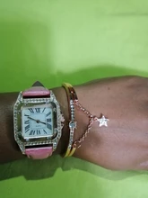 Reloj de pulsera con esfera cuadrada estrellada de diamante para mujer, conjunto de cronógrafos de pulsera, de cuero, de cuarzo, femenino