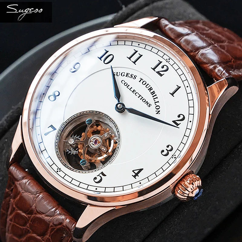 Sugess Genuine Tourbillon Business Men Watch Original St8000 Movement Luxury Skeleton Orologi Meccanici Orologi Da Polso Zaffiro