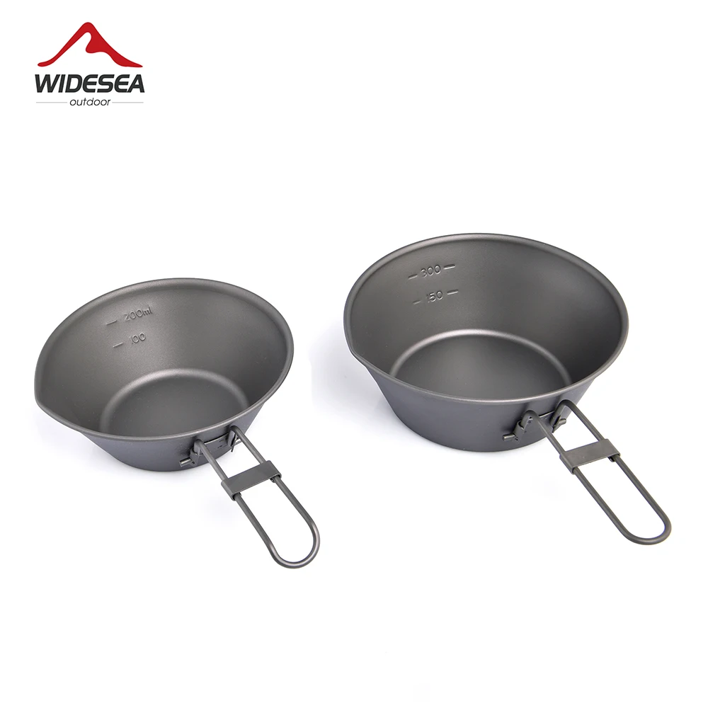 

Widesea Camping Titanium Bowl Cookware Tableware Foldable Handle Outdoor Cup Tourism Pot Hiking Picnic Backpack Fishing