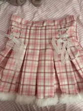 Mini Skirt Short Tutu Lace Pleated Plaid Warm Cosplay Lolita School Korean-Fashion Women