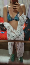 Lace Kimono Swimwear Embroidery Long-Cardigan Beach-Cover-Up Transparent Fitshinling
