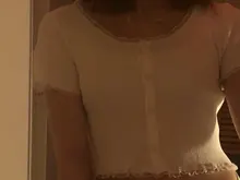 T-Shirt Women Tops Button-Crop-Top Short-Sleeve O-Neck Basic Blue Ruffles Casual Summer