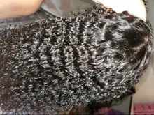 Ambition-Peluca de cabello humano rizado para mujer, postizo de encaje con cierre, corte Bob, color negro, n. ° 1b